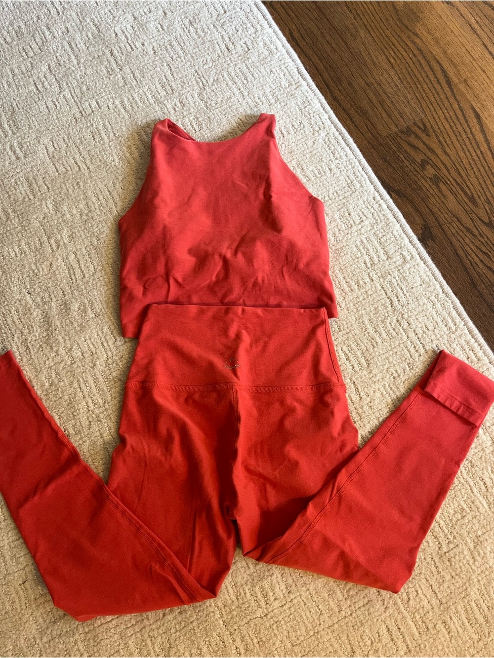 Beyond Yoga Women's Red Active Leggings & Crop Tank Set